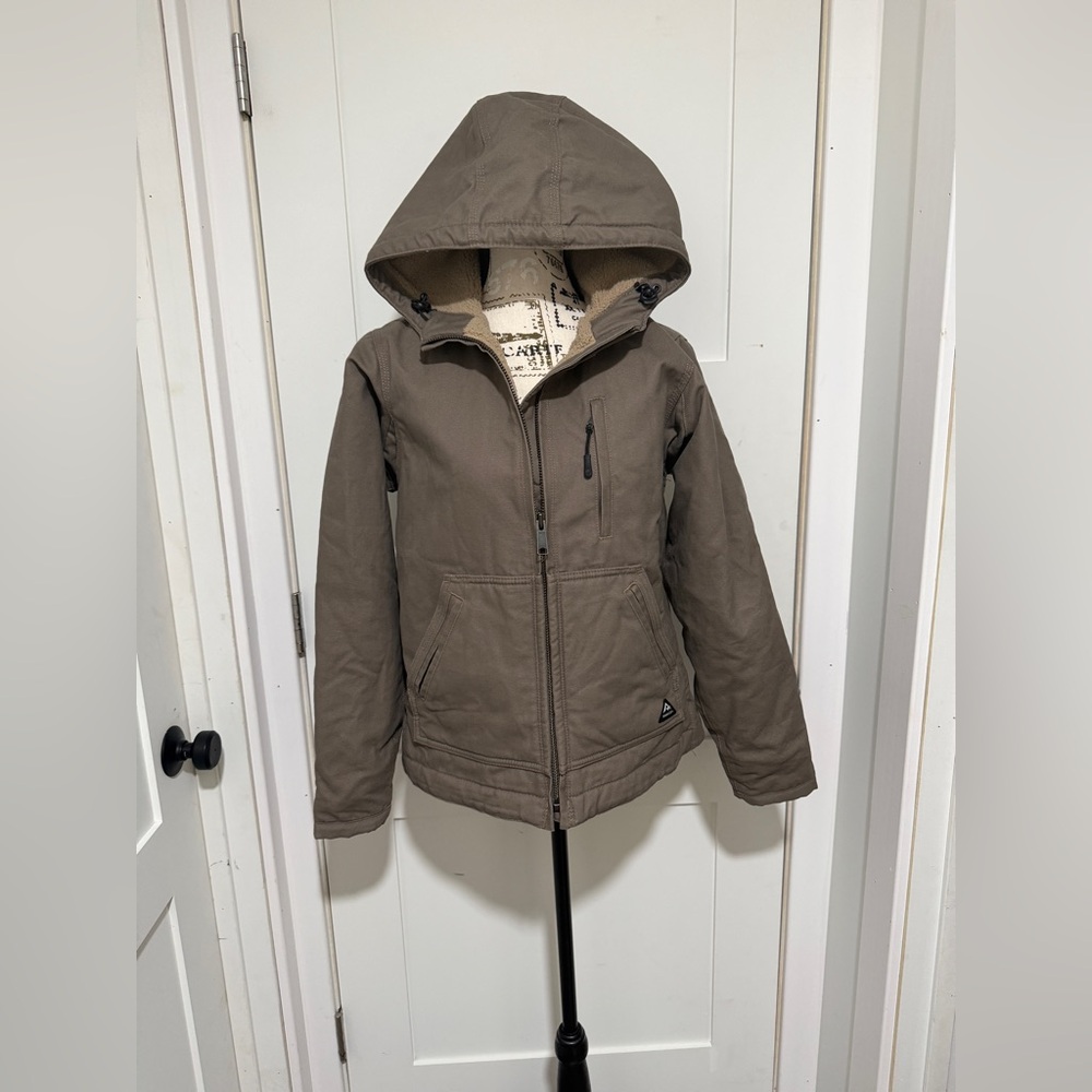 Ridge cut Flex Sanded Duck Sherpa Lined Hooded Jacket